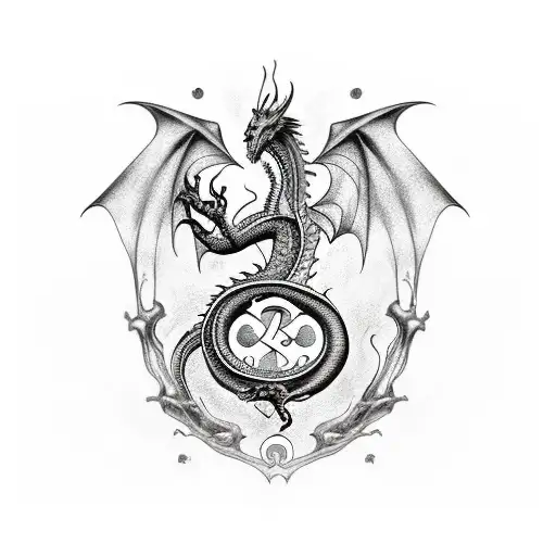 Dragon With Initials Boss Abd Zms Around It
