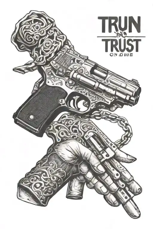 Ski Mask Gun And Trust No One Hand