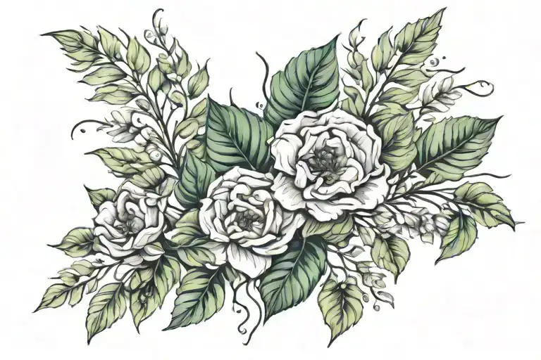 Floral Organic Greens Stems And Leaves