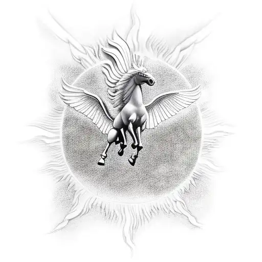 Pegasus Flying Above The Sun