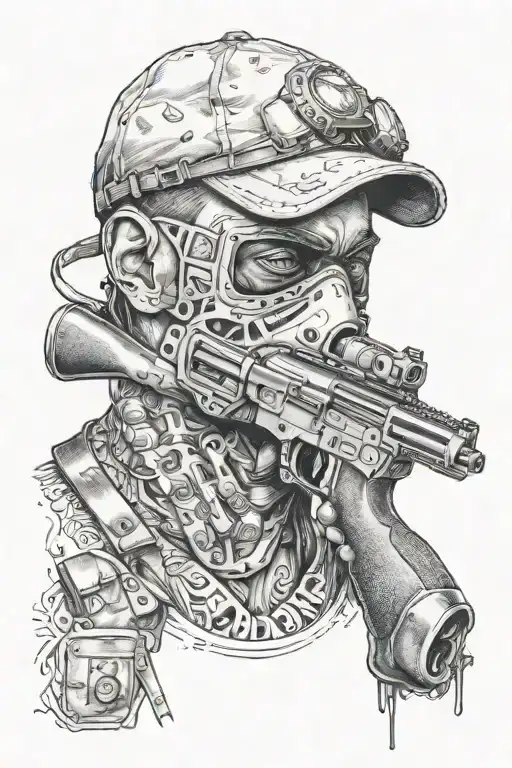 Guy With Mask On Face With Gun