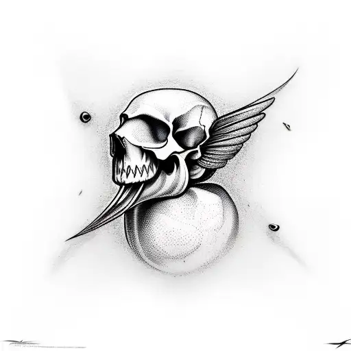 A Swallow Whose Head Is In The Form Of A Skull