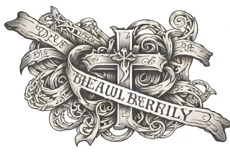 A Cross With The Words Beautifully Broken And Beautifully Blessed Intertwined