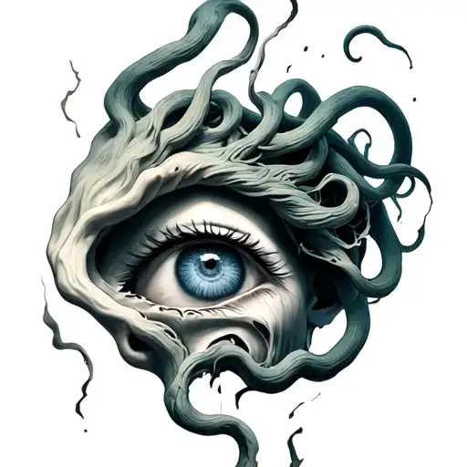 Medusa Head Cracking Face And Crying Eye