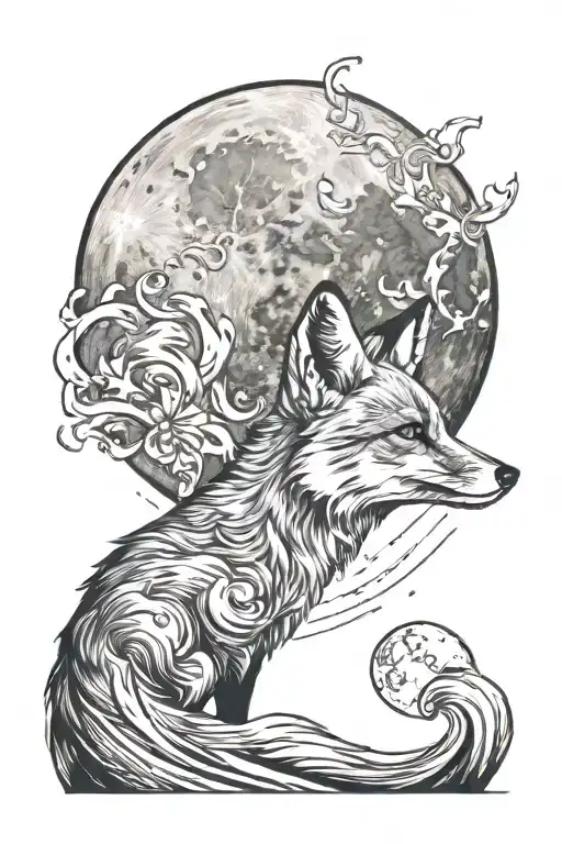 Fox Waves Moon