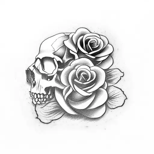 Wild Skull And Red Roses