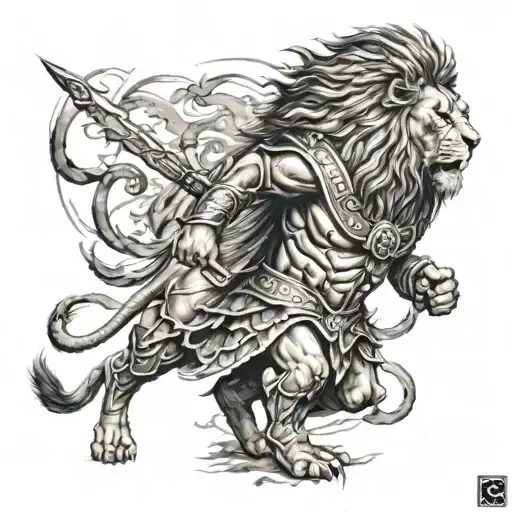Lion Gladiator Human Warrior And Power