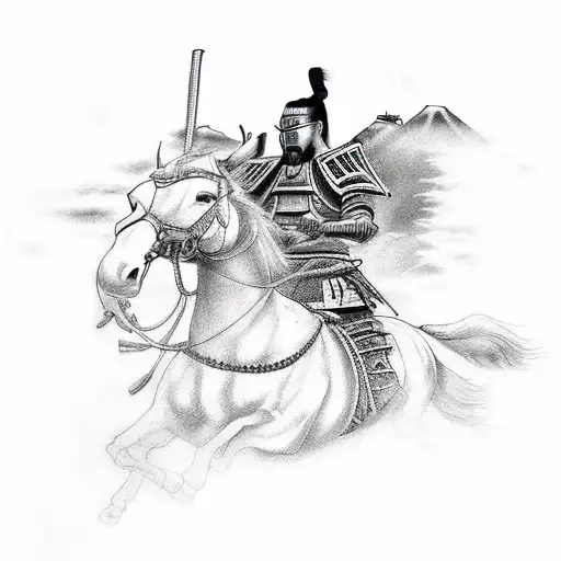 A Samurai Warrior Riding A Motorcycle Through A Mystical Lost Civilization