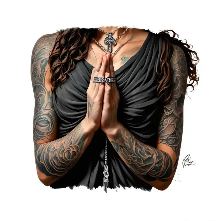 Prayer Necklace Wrapped Around Arm