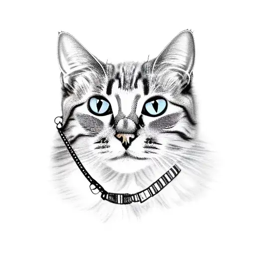 A Realistic Portrait Of A Cat Wearing A Necklace Made Of Investment Symbols