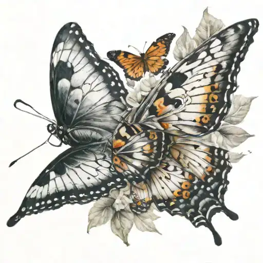 Butterfly Flying In Different Directions