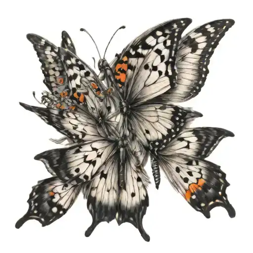 7 Butterfly Flying With Different Point Of View Widely Spread