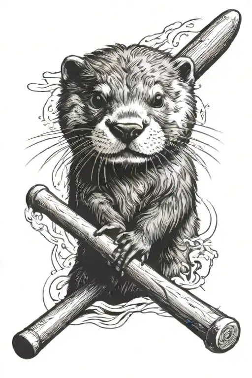 Otter With A Baseball Bat