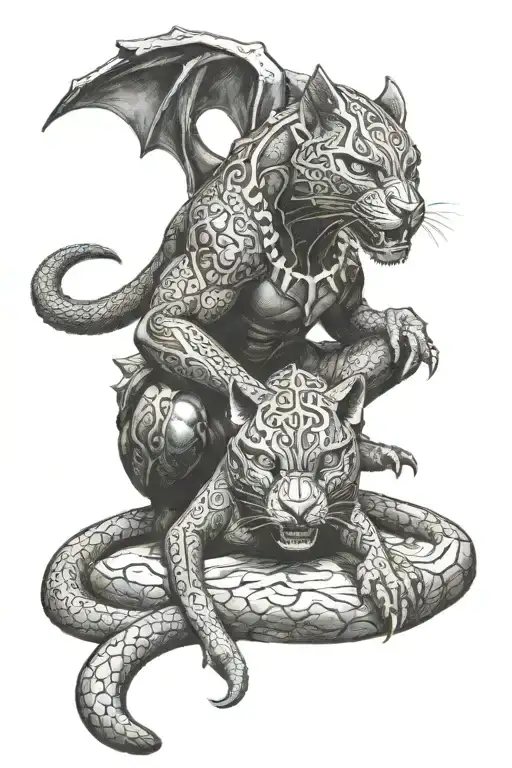 3 Dragon Behind Black Panther Killmonger Sitting With A Black Panther Pet