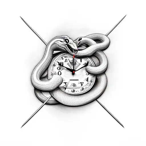 Snake Wrapped Around A Clock