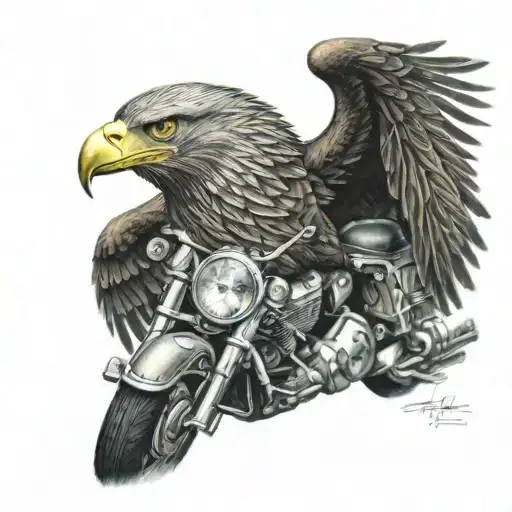 Eagle On Harley Davidson Motorcycle