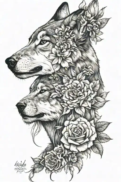 Indiana Woman With Wolf Head Wearing And Flower Blooming