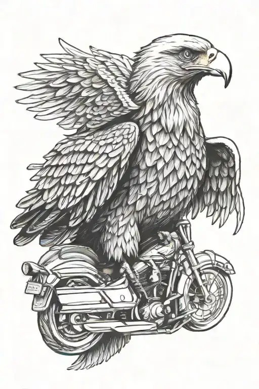 A Facing Eagle Standing On A Harley Davidson Handle Bar