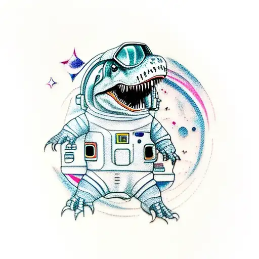 T-rex In Space Wearing A Space Suit