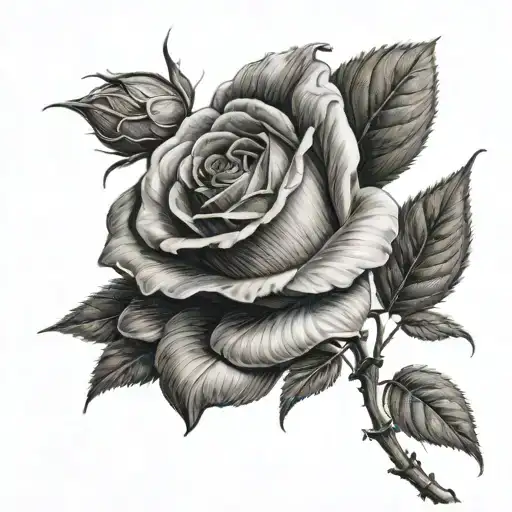 Red Rose With Stem As A Tribute To My Grandmother Esmenda