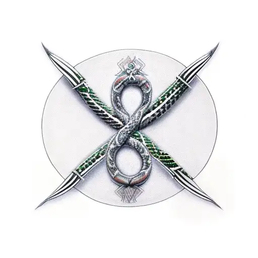 Poseidons Trident With A Snake