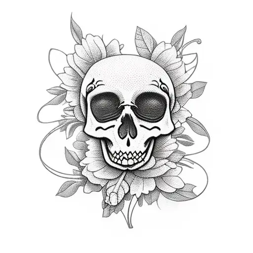 Skeleton With Flowers And Leaves