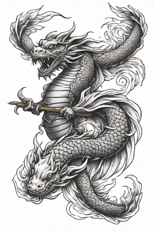 Dragon Koi Samurai Warrior