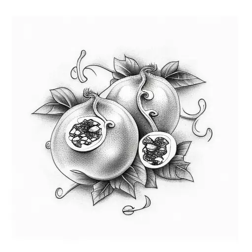 Passion Fruit And Vine With The Flowers In Color For Arm