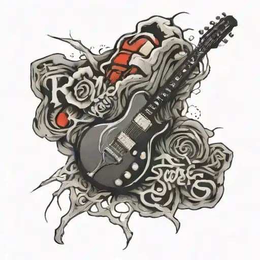The Rollings Stones Rock Band Logo Incorporating Elements Electric Guitar