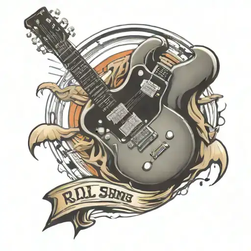 The Rollings Stones Rock Band Logo Incorporating Elements Electric Guitar L