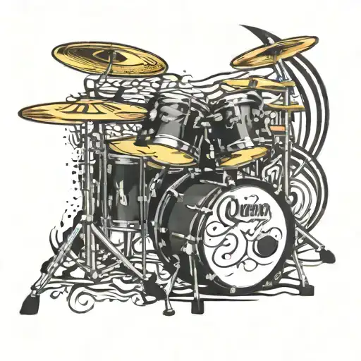 Queen Logo Rock Band Tattoo Drums Music Notes