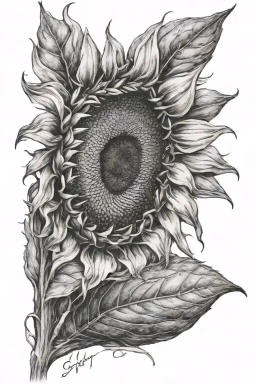 Sunflower With Fingerprint For Petals Falling
