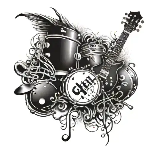 Queen Logo Rock Band Tattoo Music Notes