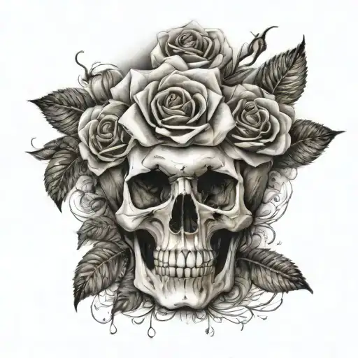 Skull Nad Roses Growing