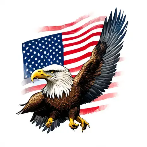 Eagle With American Flag
