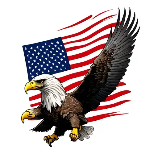 Eagle With American Flag