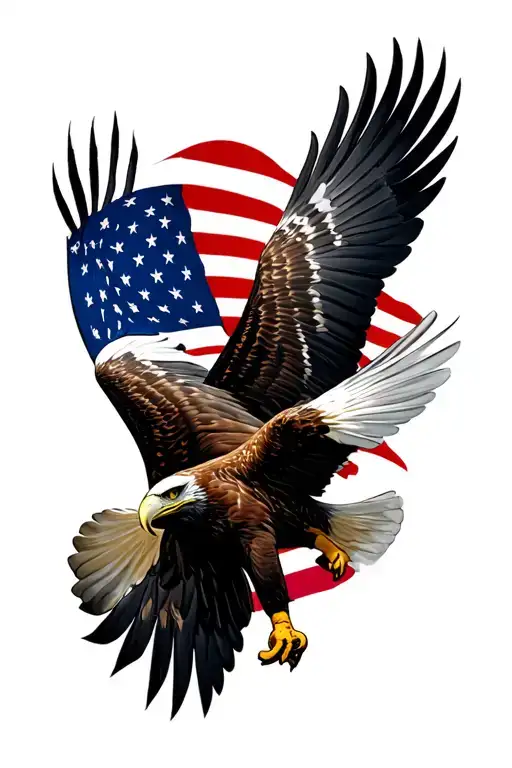Soaring Eagle With American Flag Incorporated