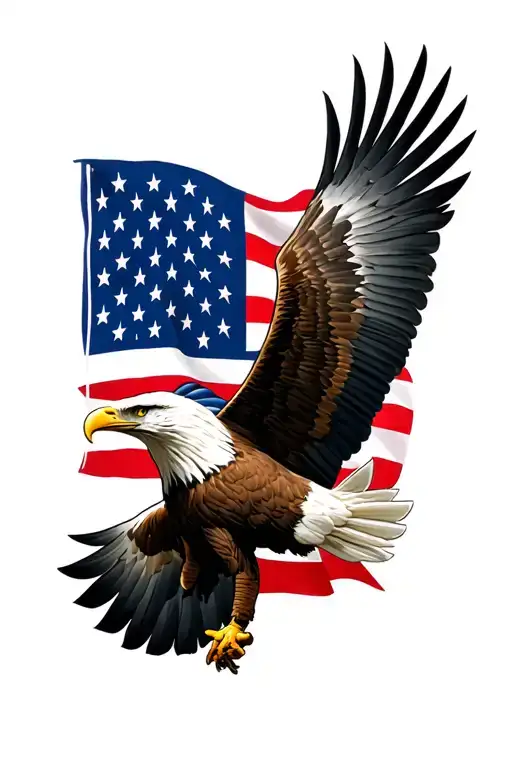 Soaring Eagle With American Flag Incorporated