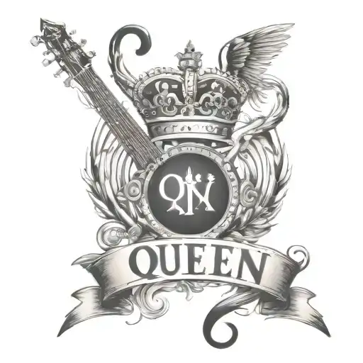 Queen Logo Rock Band Tattoo Music Notes