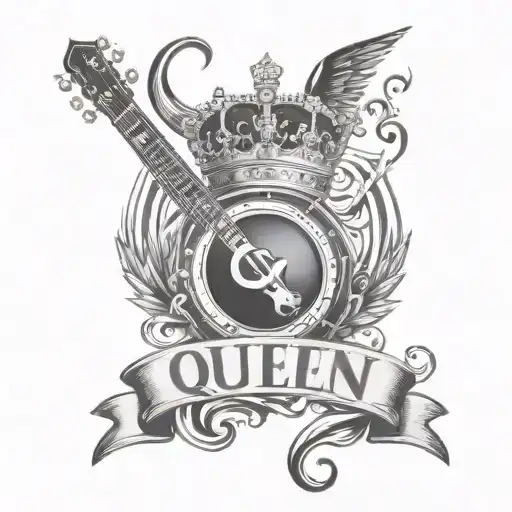Queen Logo Rock Band Tattoo Music Notes
