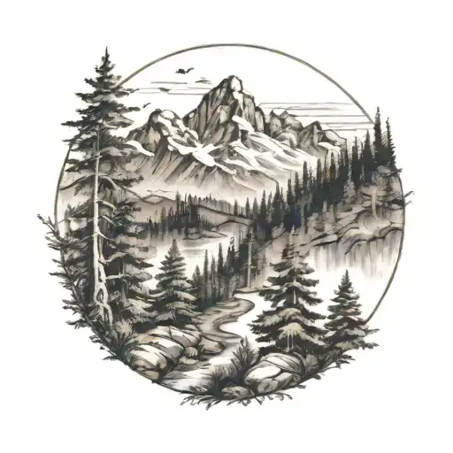 Mountain Trees Background Looking