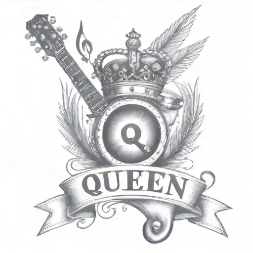 Queen Logo Rock Band Tattoo Music Notes