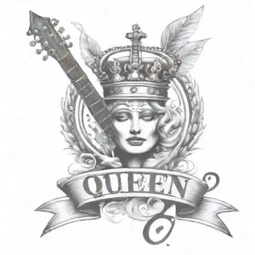 Queen Logo Rock Band Tattoo Music Notes