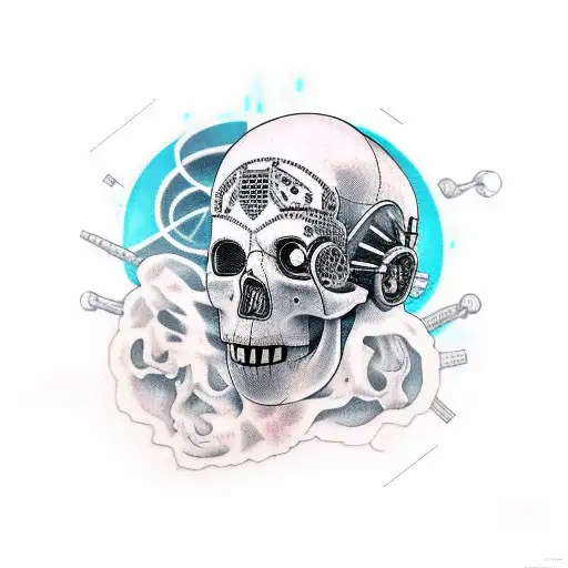 Cyberpunk Skull With Smoke