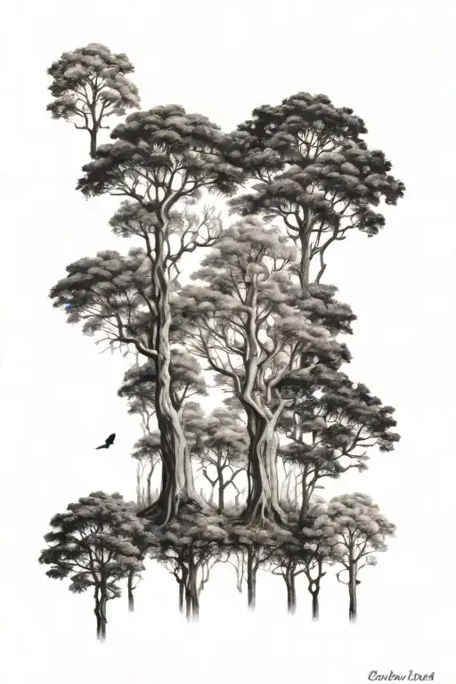 Deciduous Forest With 10 Trees