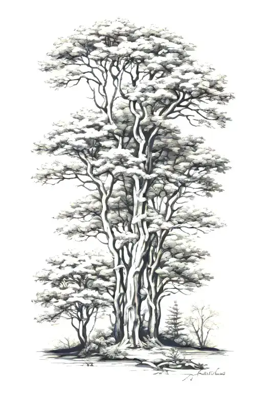 Deciduous Forest With 10 Trees