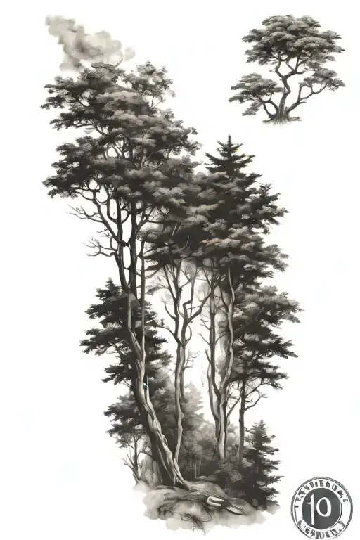 Deciduous Forest With 10 Trees