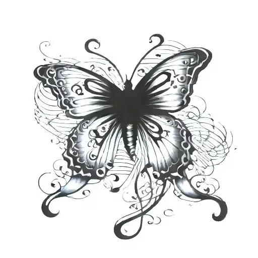 Music Quote Written With Treble Clef And Butterfly Wings