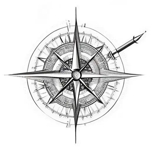 A Realistic Arrow Piercing Through A Compass
