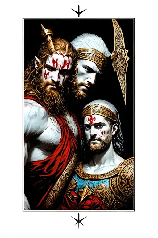 Ares God Of War And Athena Holding